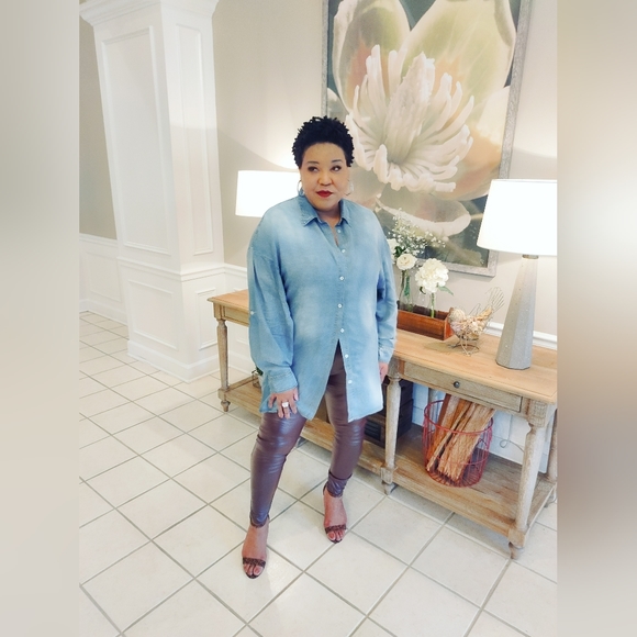 Washed Denim Button Tunic - Picture 2 of 8